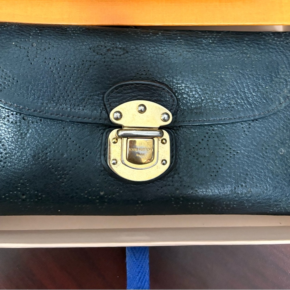 Louis Vuitton Black Clutch with Gold Hardware